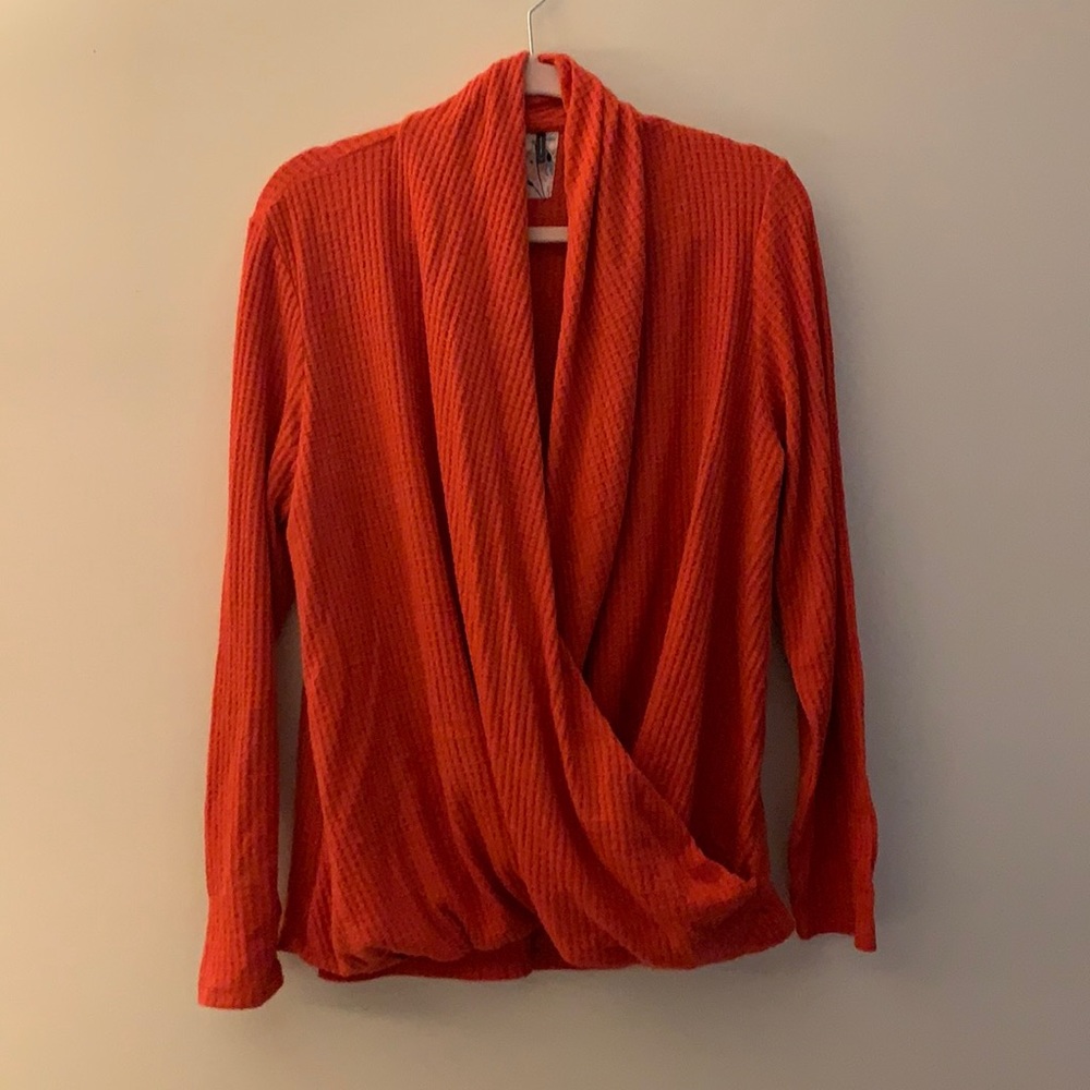 Orange drape-front Anthro top